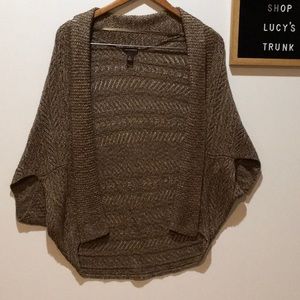 Gold and Brown Cable Knit Sweater Shrug Size S